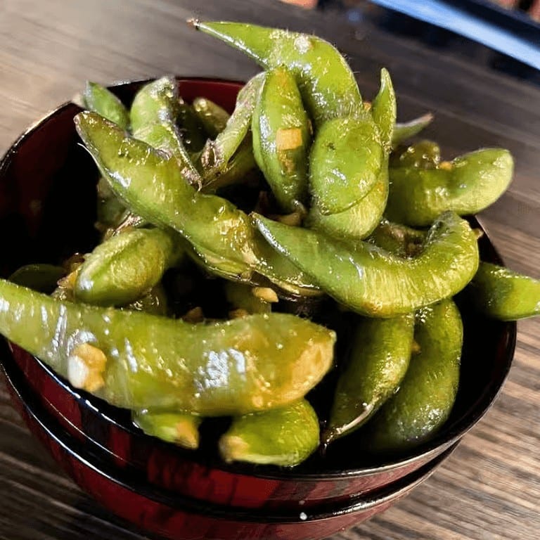 Spicy Garlic Edamame.