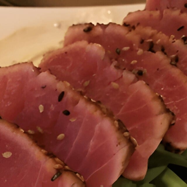 Spicy Seared Pepper Tuna Sashimi.