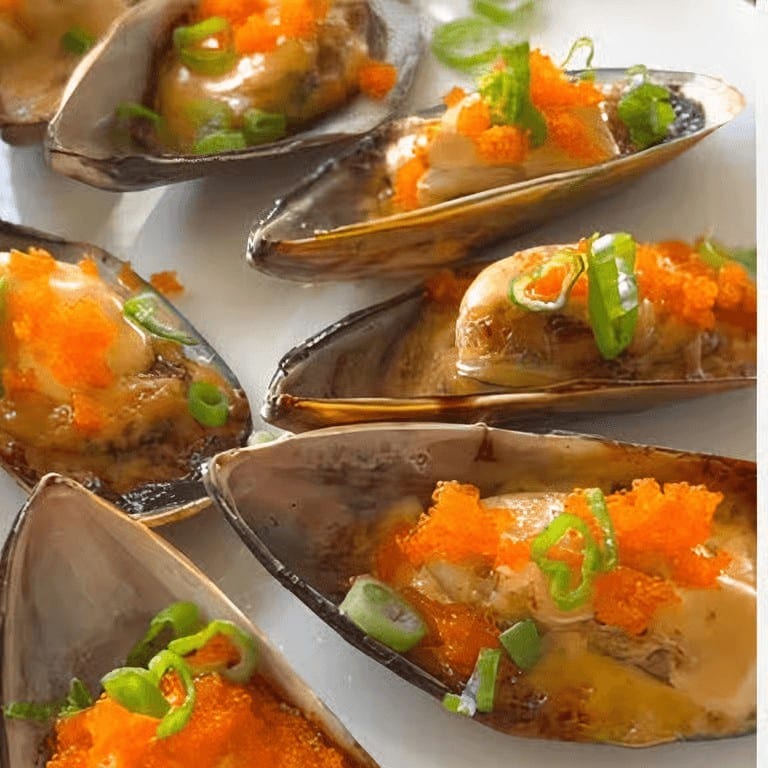 Baked Green Mussel/Spicy Garlic.