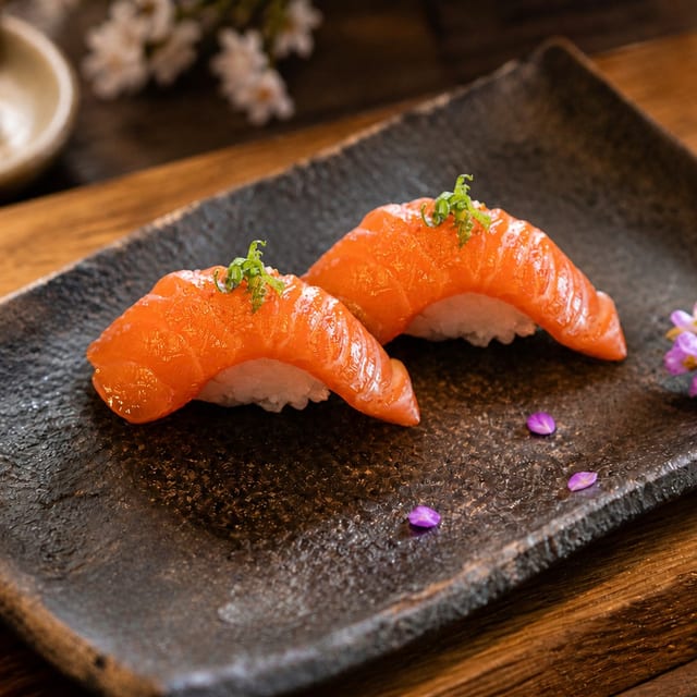 Garlic Salmon Sushi (2pcs).