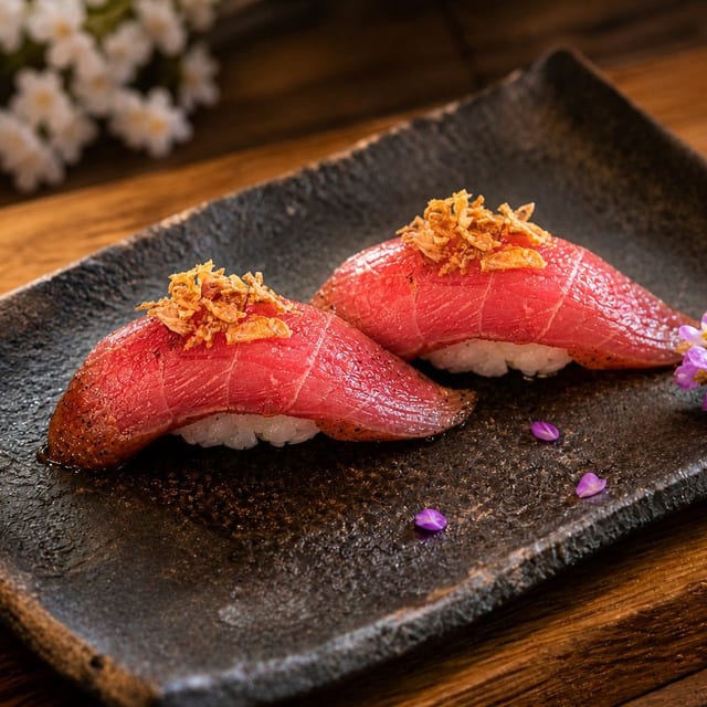 Garlic Bluefin Tuna Sushi (2pcs).