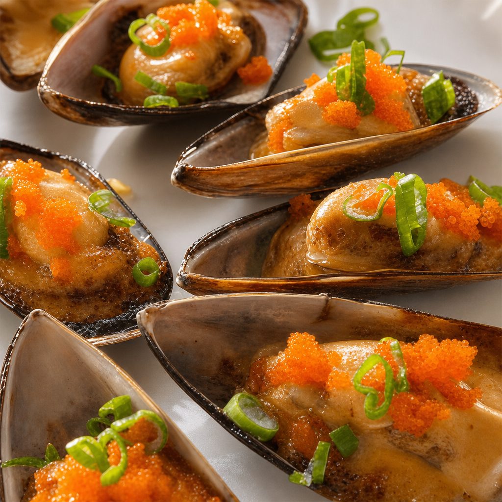 Baked Green Mussel/Spicy Garlic.