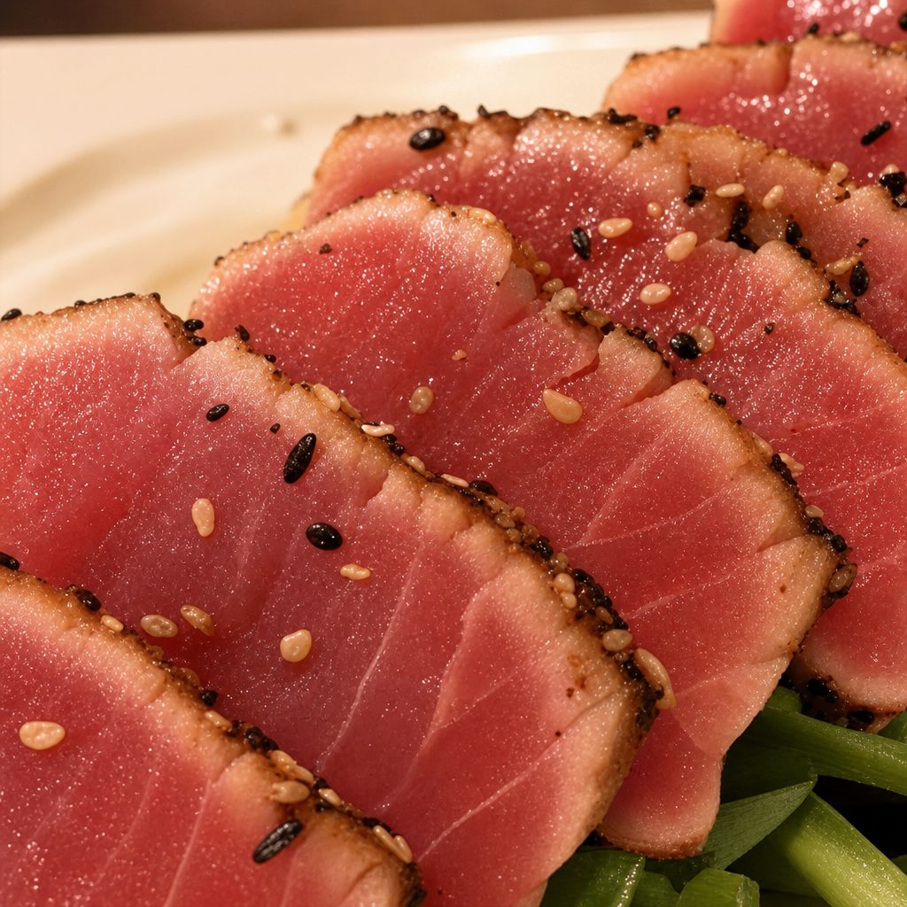 Seared Pepper Tuna Sashimi.