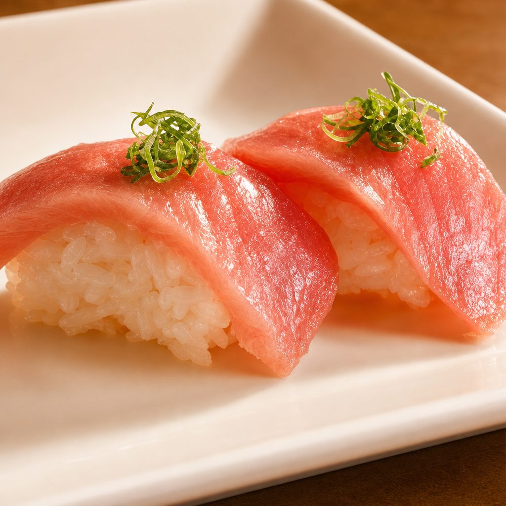 Yellowtail Belly/ Hamachi Toro Sushi.