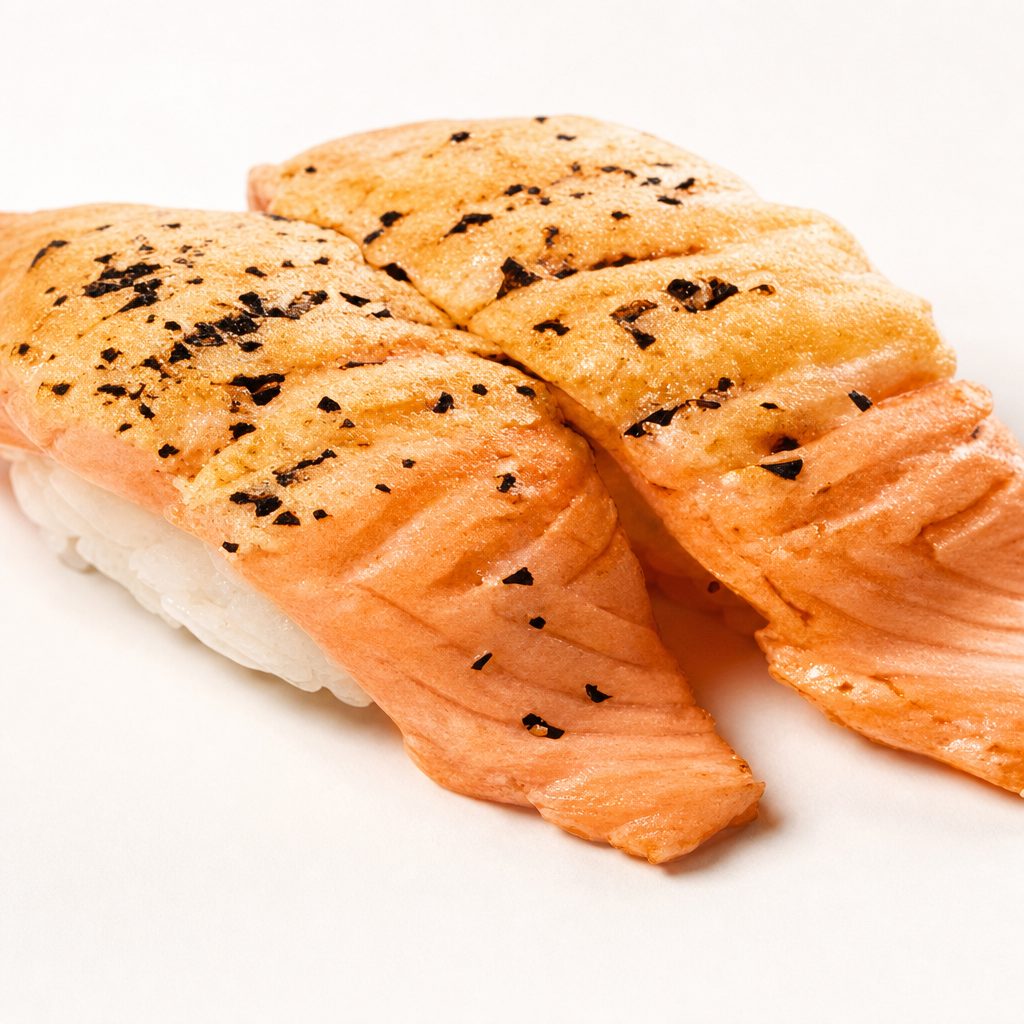 Seared Pepper Salmon Sushi.
