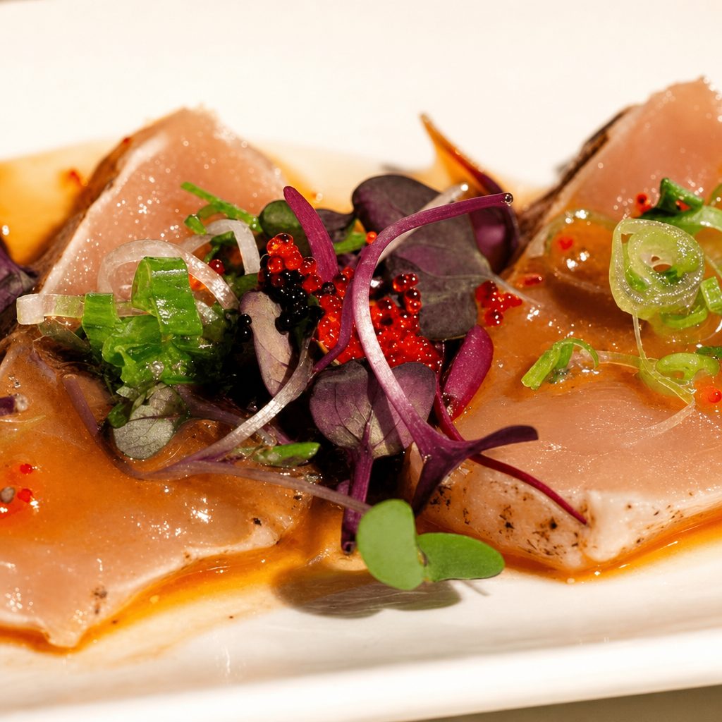 Truffle Seared Salmon Carpaccio.
